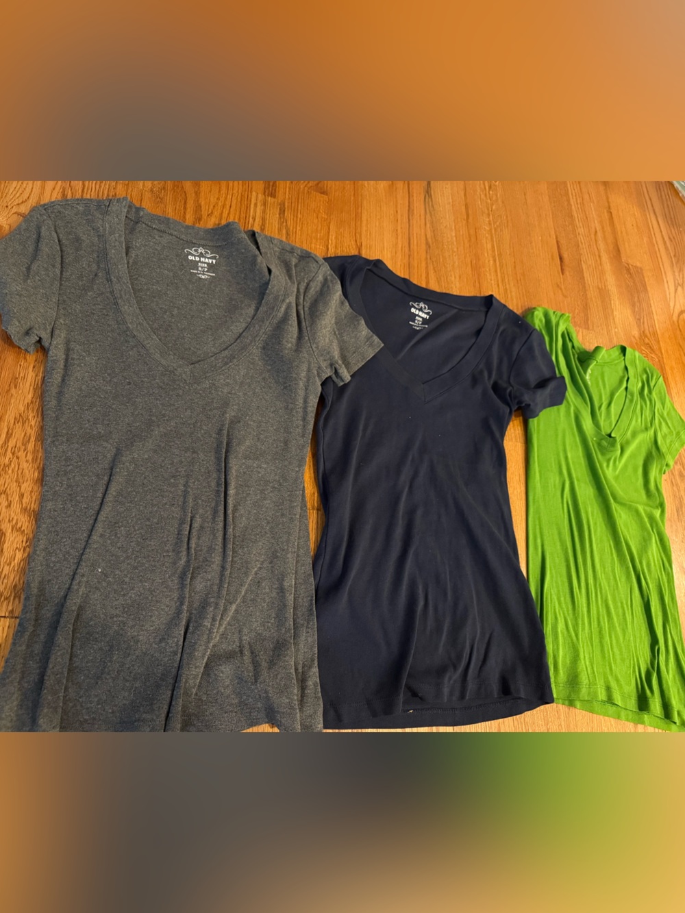 Women’s cotton V-Neck Tee bundle - Gray, Green, Navy - Picture 2 of 5